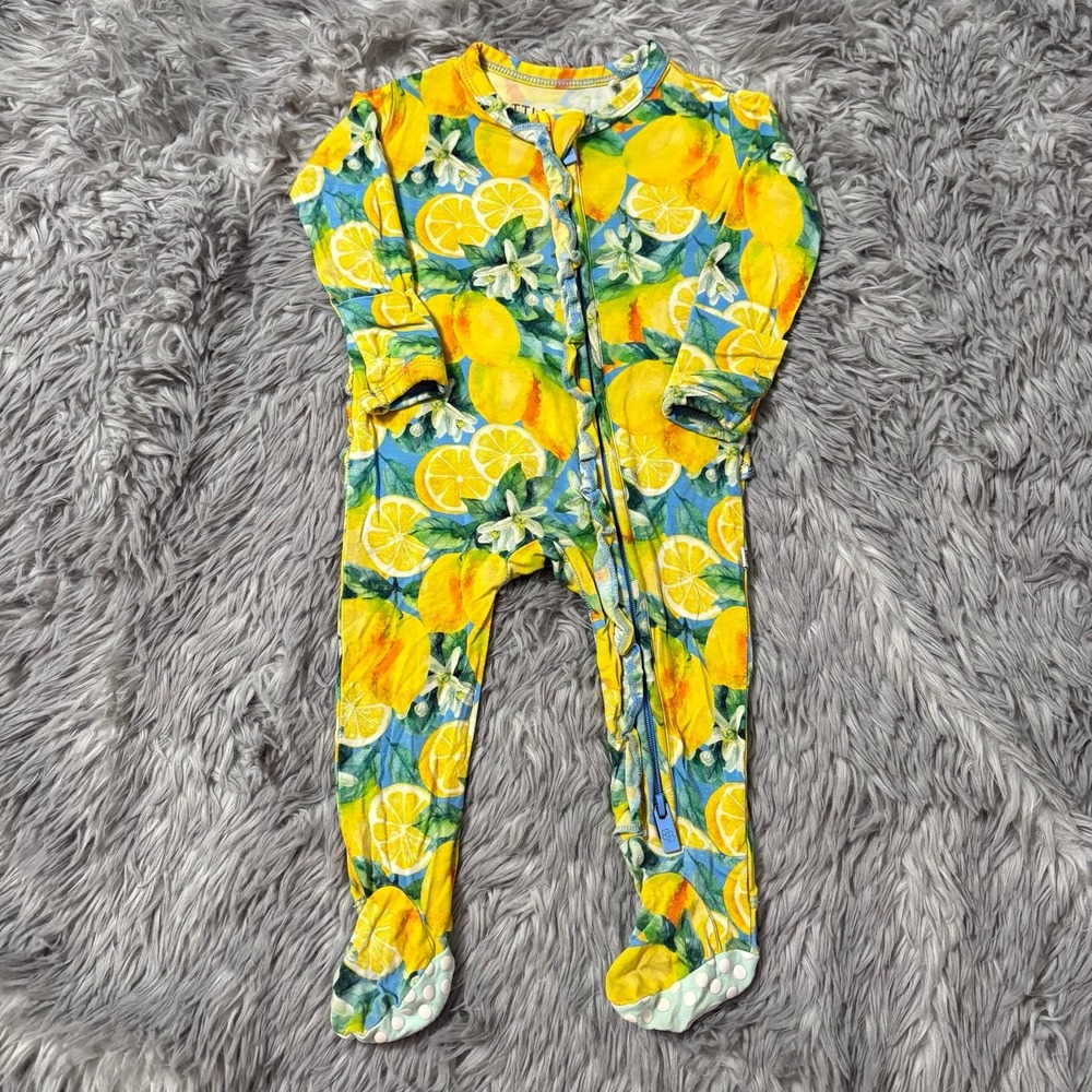 Little Bum Bums Footie Bamboo Sleeper Lemons Baby Girl 0-3 Months Ruffle Bum